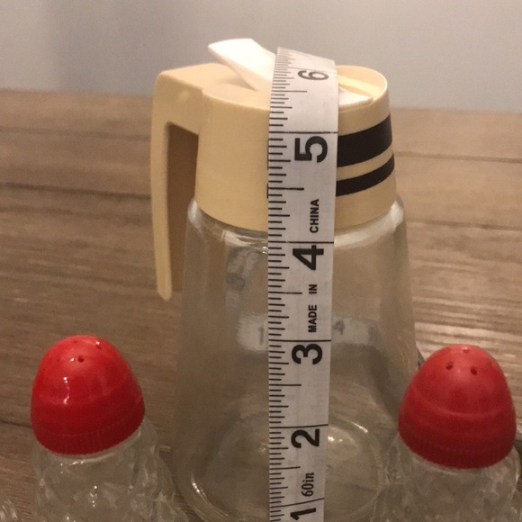 Vintage restaurant glass salt & pepper red cap and syrup dispenser retro (b) - Picture 3 of 7